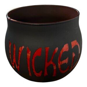 Vtg Yankee Candle Wicked Black Red Glass Candle Holder Halloween Gothic Decor